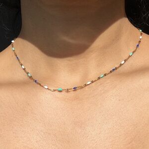 Delicate Gold and Multicolor Beaded Necklace